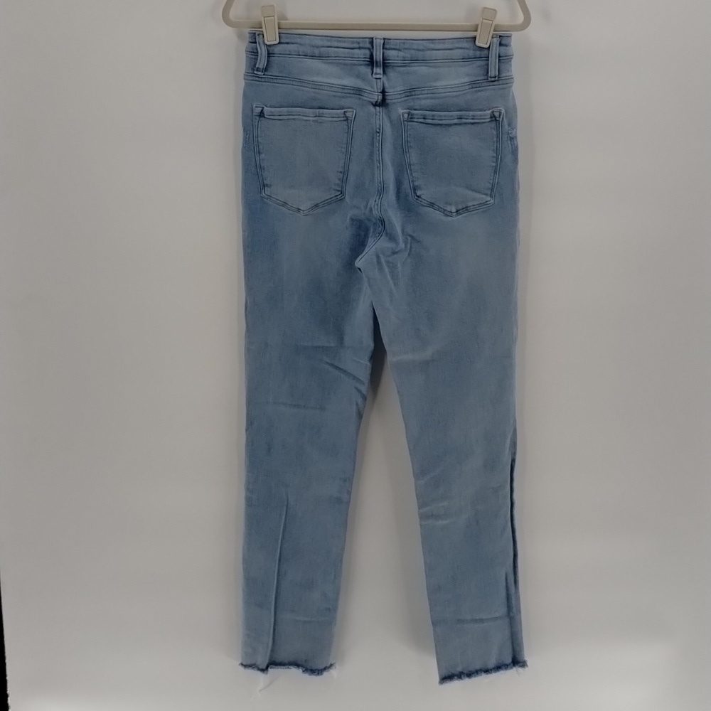Risen denim jeans skinny frayed 31 hem light high waisted Crossover waist - Picture 8 of 11